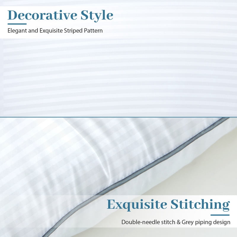 Ergonomic Memory Foam Pillows Queen Size Set of 2, Bed Pillows for Side, Back and Stomach Sleepers, Super Soft Down Alternative Filling, Lu... - Orthopedic Shredded Foam Bed Pillow Set Detail