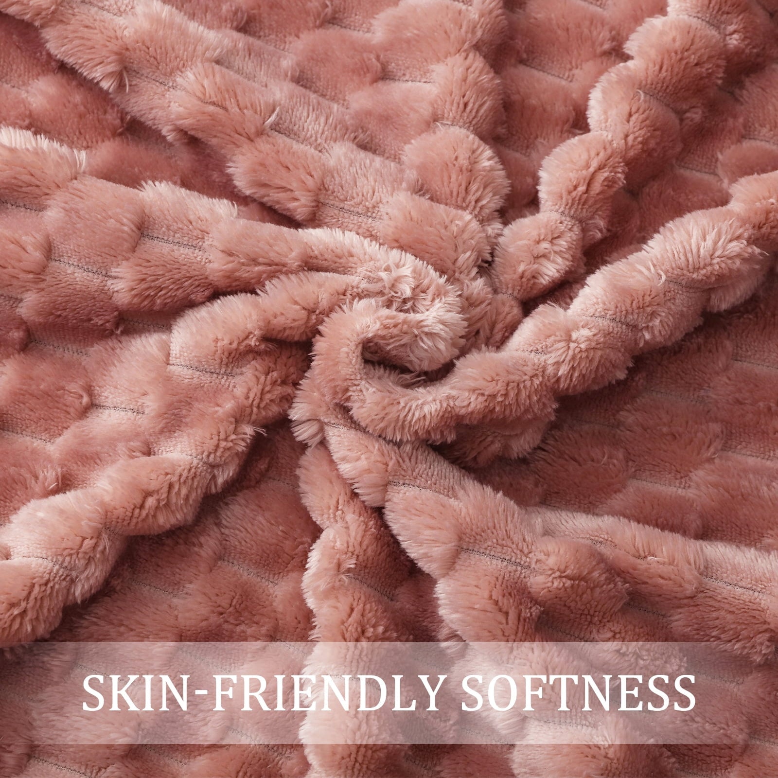 Cozy Fleece Large Soft Fleece Throw Blanket, 50"x70" Stylish Jacquard Throw Blanket for Couch, Cozy, Warm, Lightweight Dusty Pink... - Super Soft Reversible Sherpa Flannel Blanket Detail