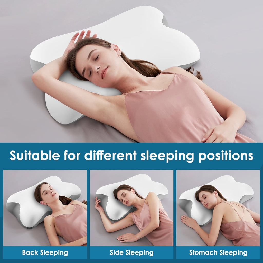 Fluffy Shredded Memory Foam Bed Pillow for Pain Relief,Ergonomic Memory Foam Pillows for Sleeping for Side Back Stomach&Sleepers with... - Decorative Throw Pillow Cushion for Sofa & Bed Detail