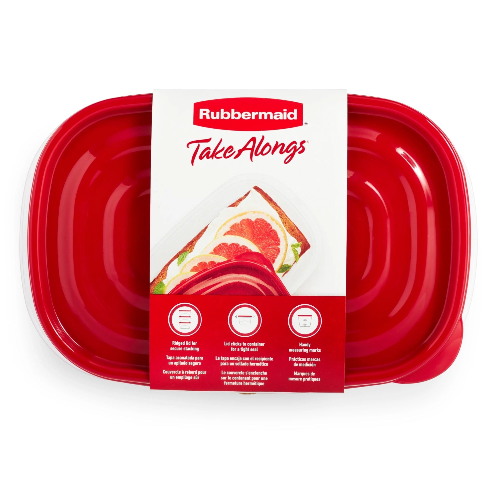 Fun Food Fidget 8 Cups, 2 Packs, Red, Plastic Deep Rectangle Food Storage Containers - Deliciously Soft Cupcake Sensory Glob Detail