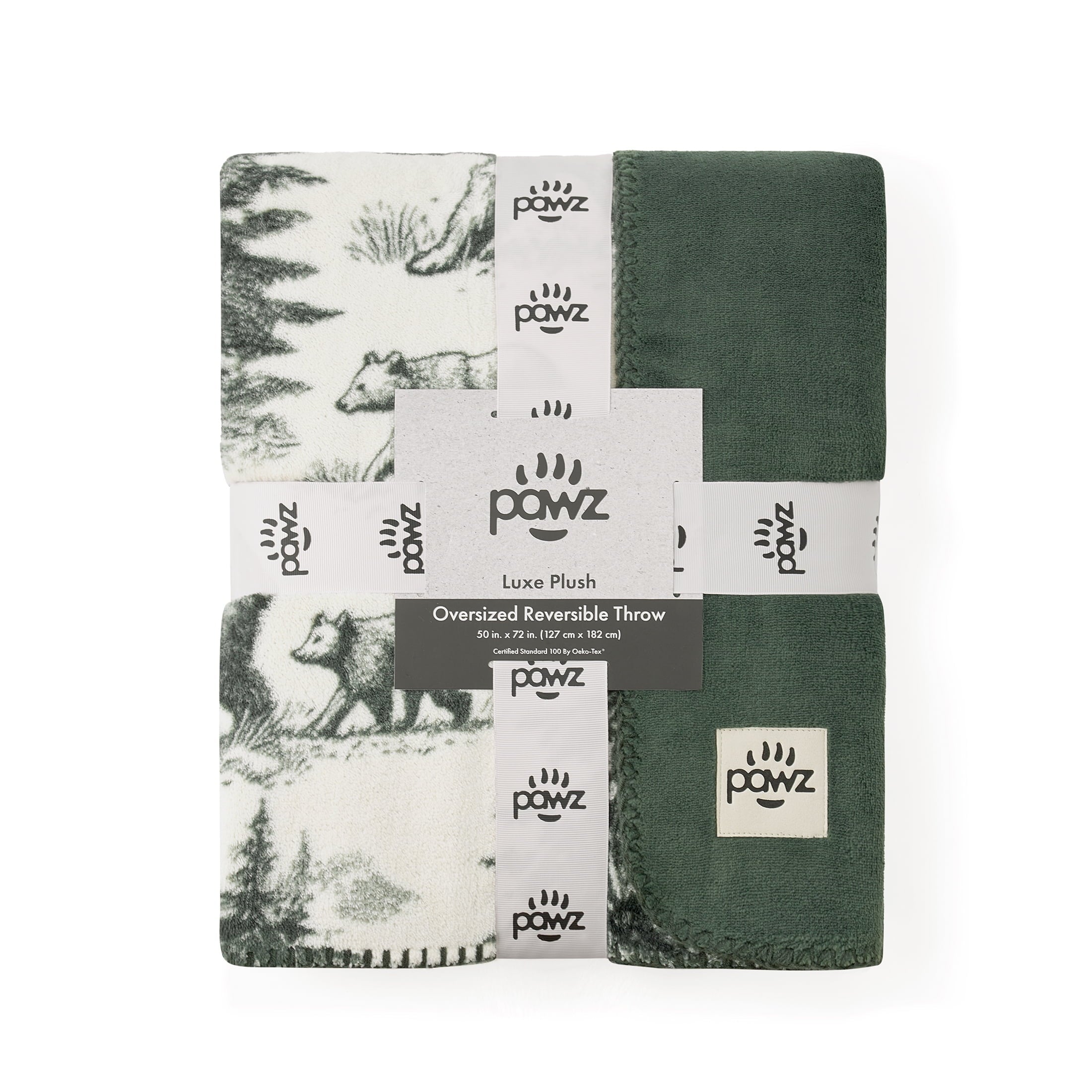 Lightweight Warm Plush Oversized Throw Blanket for Couch or Bed, Soft Flannel Fleece, Green Pine Trees, 50"x72" - Luxury Knitted Decorative Throw Blanket with Fringes Detail