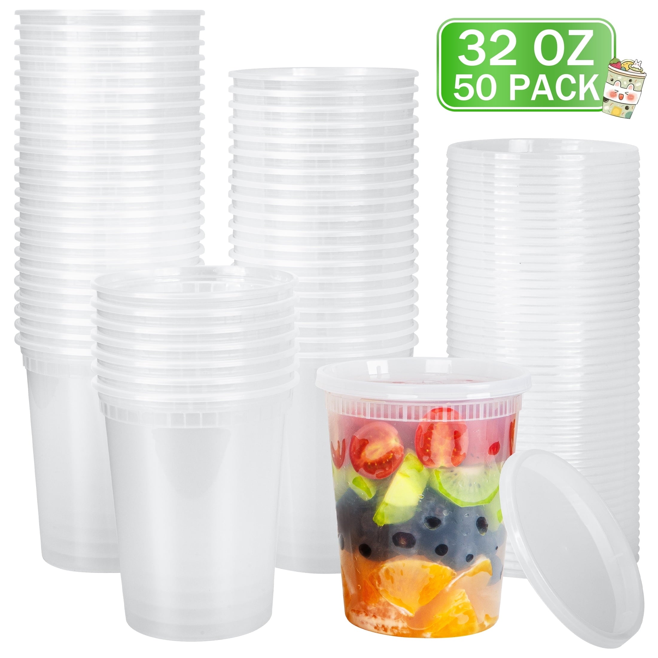 Whimsical Doughnut 32oz Deli Containers with Lids 50 Sets, Food Storage Containers with Lids, Soup Containers with Lids, Stackable Plast... - Squishy Dohnut Sweet Treat Shaped Stress Toy - Default Title