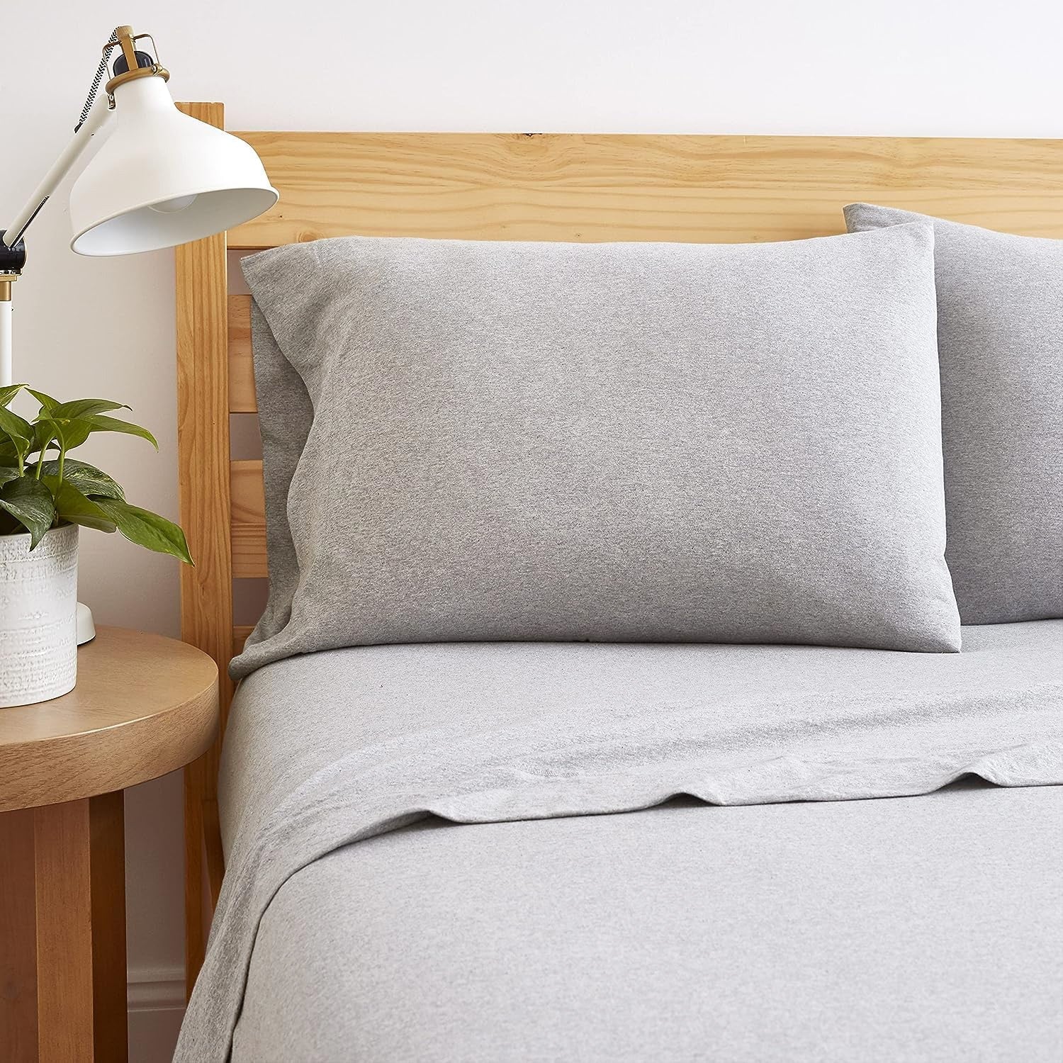 Wrinkle-Resistant Jersey Knit Full Size Sheets 4pc|100% T-Shirt Cotton Blend Super Soft Breathable Jersey Sheets Full Size Bed, Stretch... - Premium Ultra-Soft Pillowcase Pair for Sleeping Detail