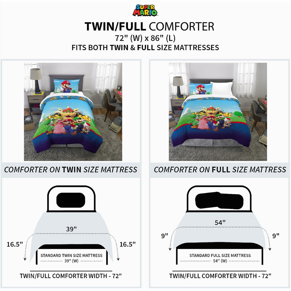 Luxurious Quilted Kids Comforter and Pillowcase, 2-Piece Set, Twin/Full, Reversible - Luxurious Quilted Duvet Cover Set Detail