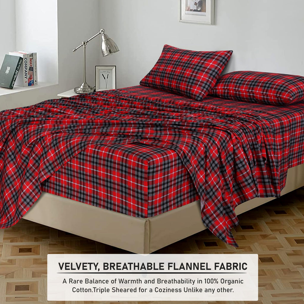 Cooling Sateen Flannel Sheets Queen Size - 100% Cotton Double Brushed Bed Sheets, Deep Pockets 16 Inches Queen Sheet Set, All Season... - Cooling Hotel Quality Bedding Sheets and Pillowcases Detail