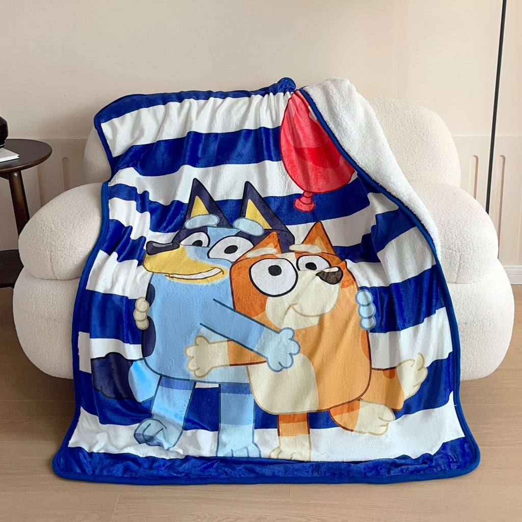 Cozy Fleece Happy Hugs Kids Silk Touch Throw Blanket with Sherpa Reverse, 46 x 60 inches Blue – Soft Plush Fleece Throw Blanket - Luxury Knitted Decorative Throw Blanket with Fringes Detail
