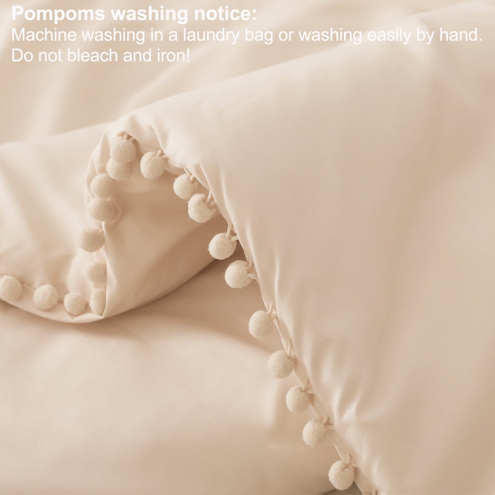 Heavyweight Warmth Boho Pom Pom Ball Fringe King Size Comforter Set, 3 Pieces Beige Lightweight Down Alternative Bedding Comforter Sets ... - Cloud-Like Soft Lightweight Bed Comforter Detail