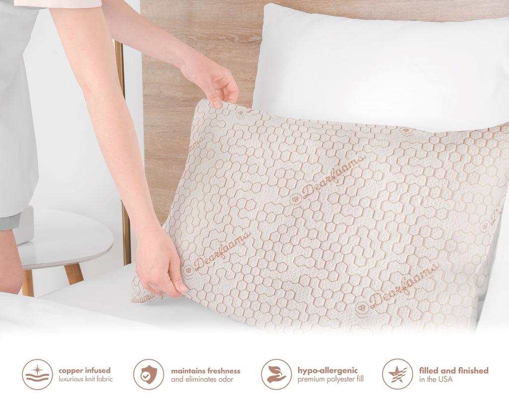 Decorative Plump Cozy Copper Infused Bed Pillow Standard, White - Decorative Throw Pillow Cushion for Sofa & Bed Detail