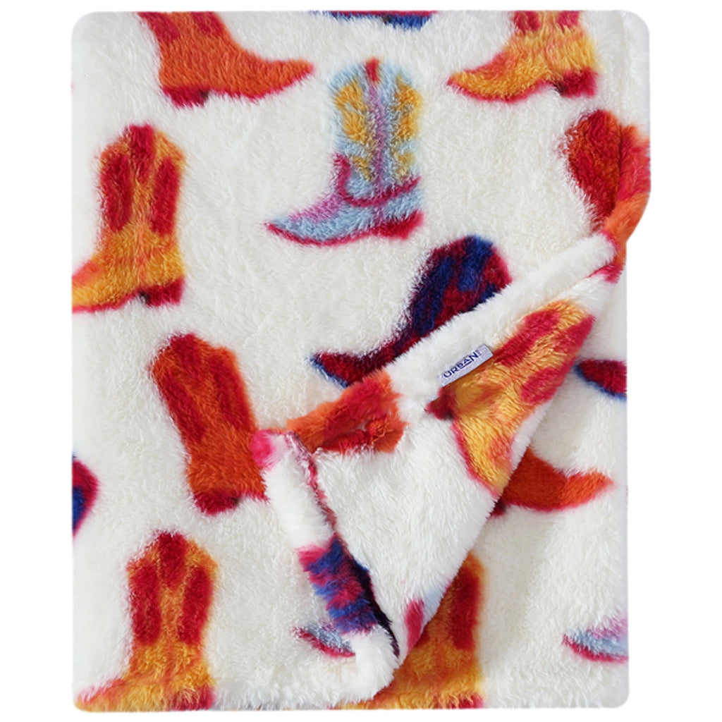 Super Soft Flannel 50" x 60" Cowboy Western Faux Fur Throw for Teens and Young Adults - Super Soft Reversible Sherpa Flannel Blanket Detail