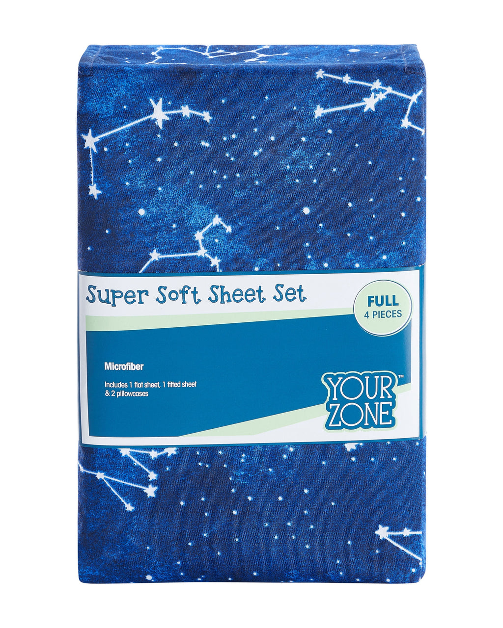 Ultra-Soft Kids Soft Microfiber Sheet Set, Navy Blue Stars, Full, 4 Pieces, Easy Care - Luxury Bed Sheet Set with Deep Pockets Detail