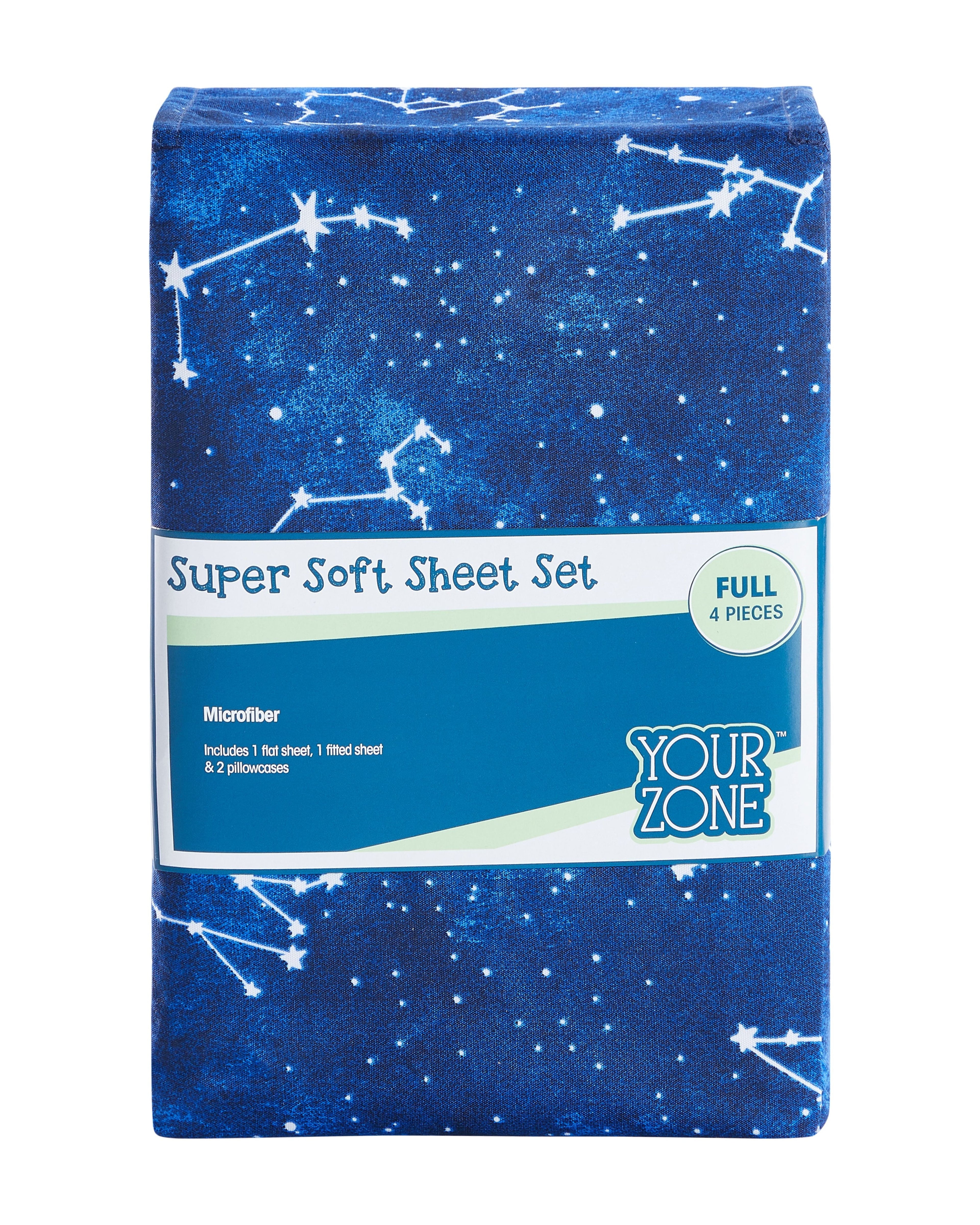 Ultra-Soft Kids Soft Microfiber Sheet Set, Navy Blue Stars, Full, 4 Pieces, Easy Care - Luxury Bed Sheet Set with Deep Pockets Detail