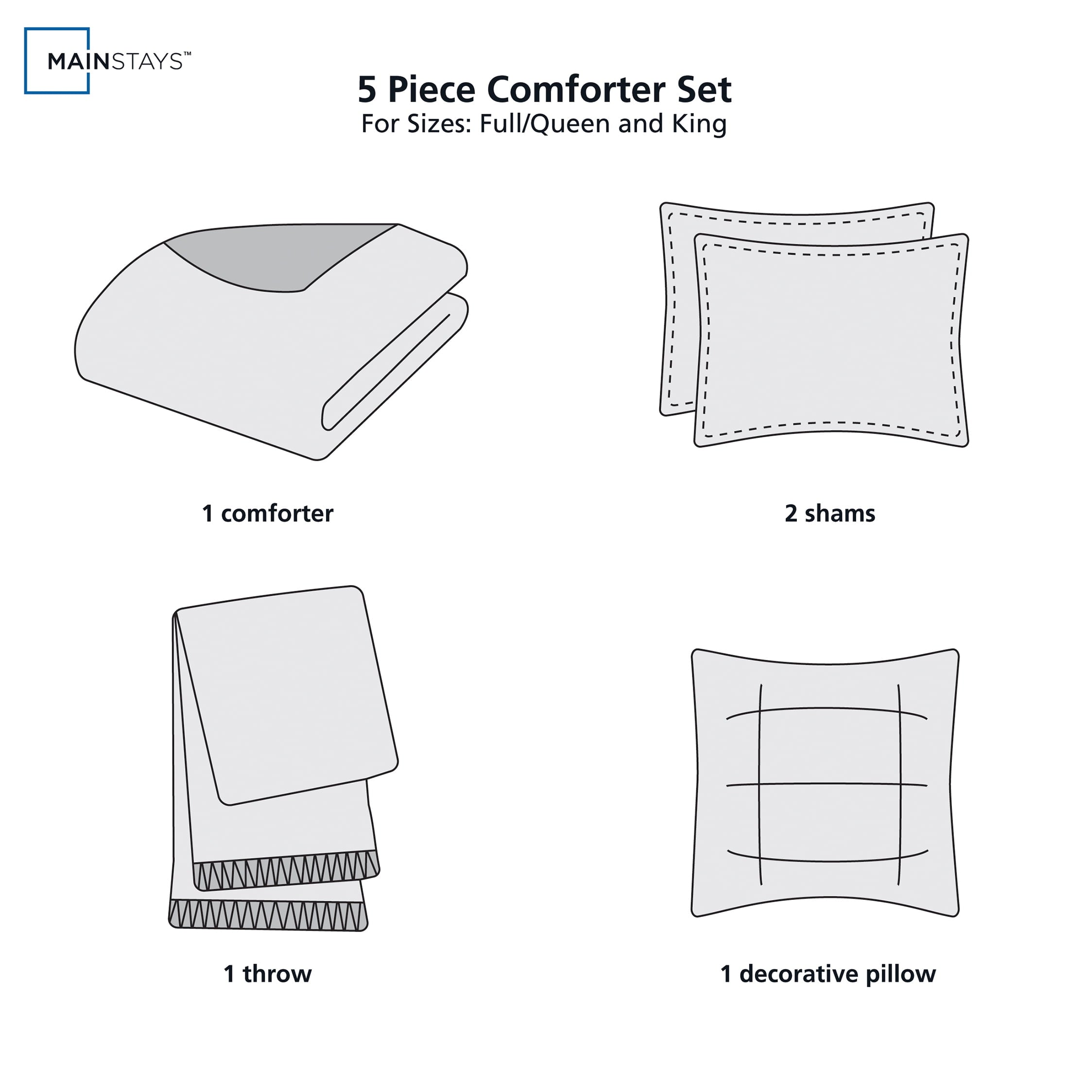 Luxurious Quilted 5-Piece Papyrus Beige Waffle Comforter Set, Full/Queen - Hypoallergenic Ultra-Fluffy Quilt for Winter Detail
