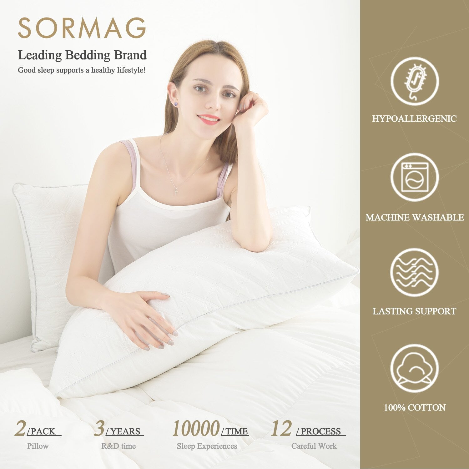 Fluffy Shredded Bed Pillows Queen Size Set of 2 Pillows for Bed 2 Pack Cooling Hotel Collection Down Alternative Pillows 20 x 30 inches - Decorative Throw Pillow Cushion for Sofa & Bed Detail