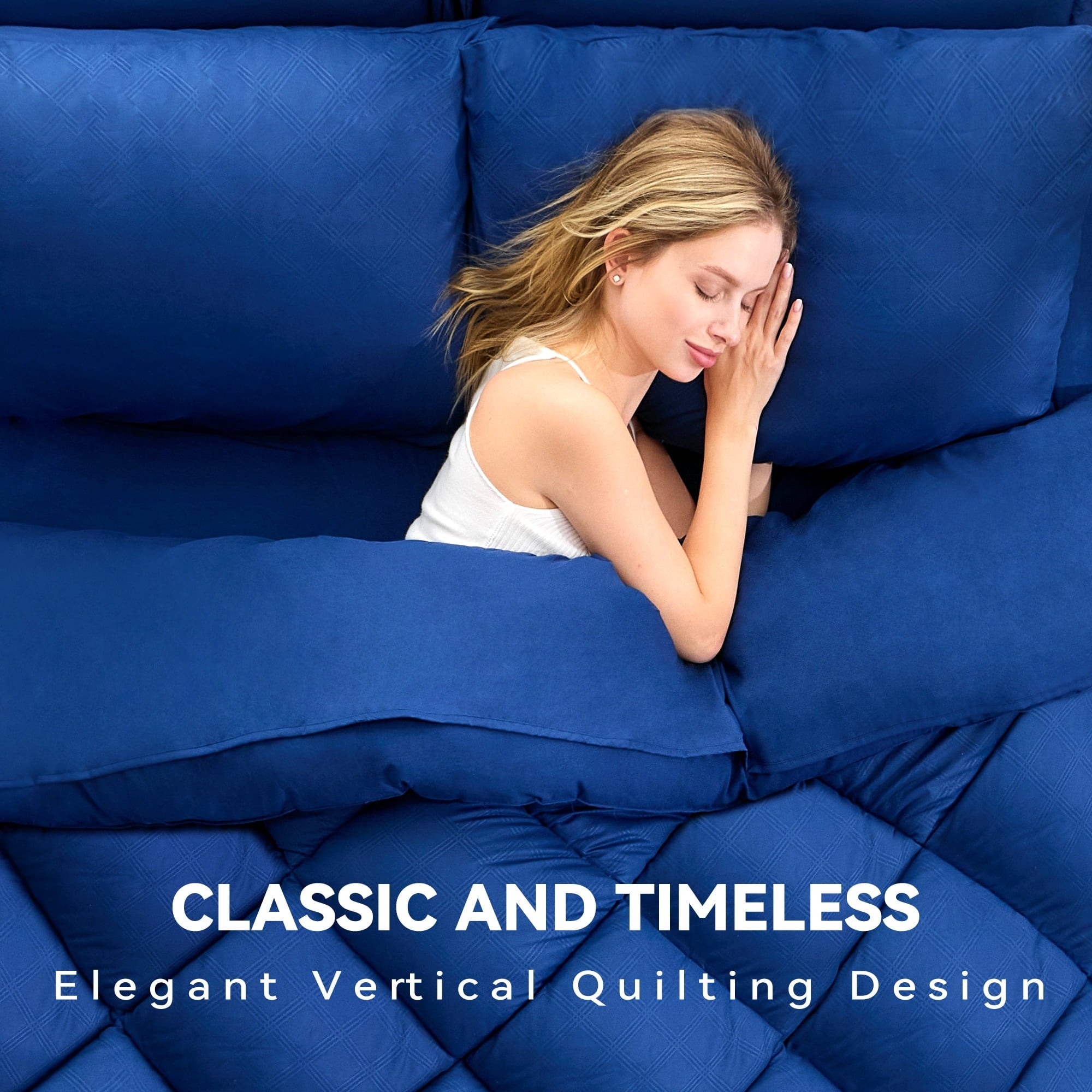 Heavyweight Warmth Full Comforter Set 4 Pieces,Comforter Set,Bed in a Bag, Bedding Set with Comforter,Fitted Sheet,Flat Sheet,Pillowcase... - Luxurious Quilted Duvet Cover Set Detail