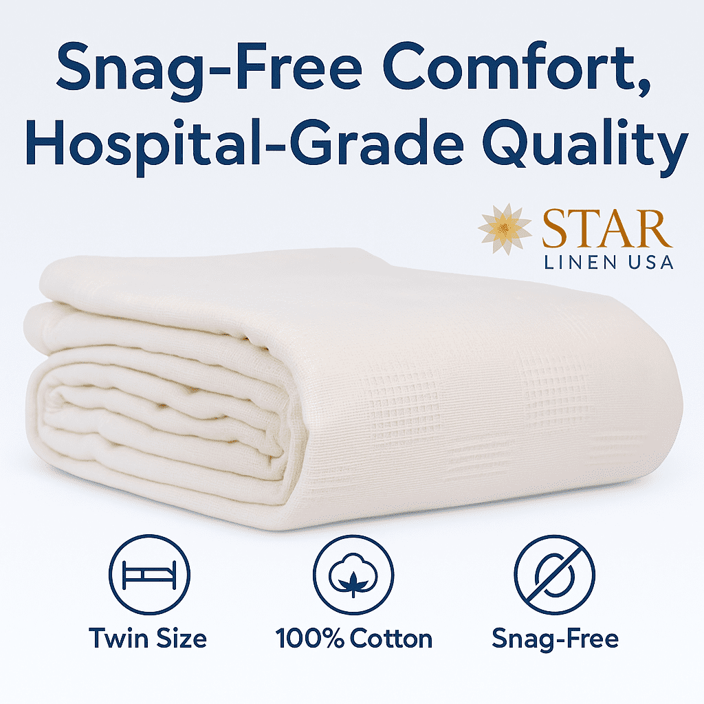 Cozy Fleece Hospital Thermal Blanket Throw Snag Free | 100% Cotton | Twin 66"x90" | White (1) - Super Soft Reversible Sherpa Flannel Blanket Detail