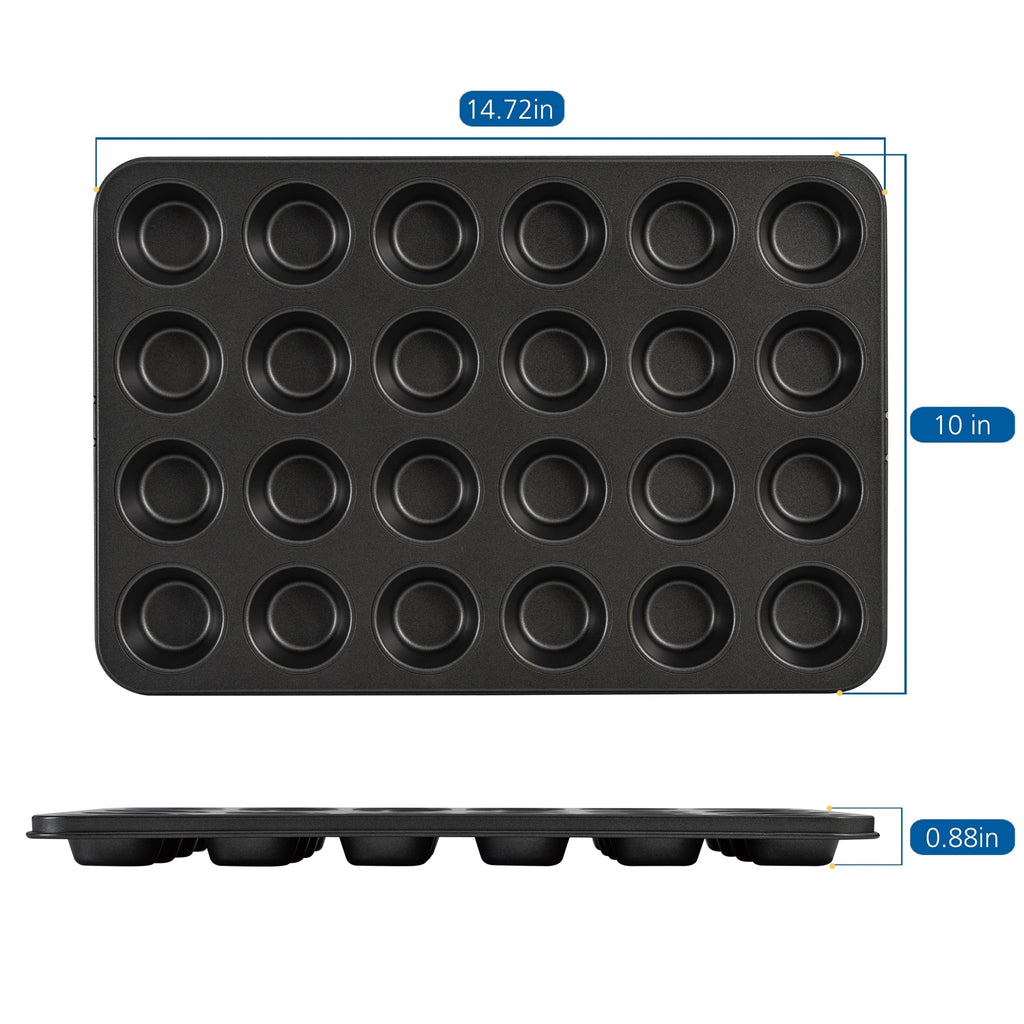 Time-Saving 24 Cavity Mini Muffin Pan, Non-Stick Bakeware,1.8 inch Diameter Cups,Gray,Carbon Steel - Multi-Functional Manual Food Chopper & Slicer Detail