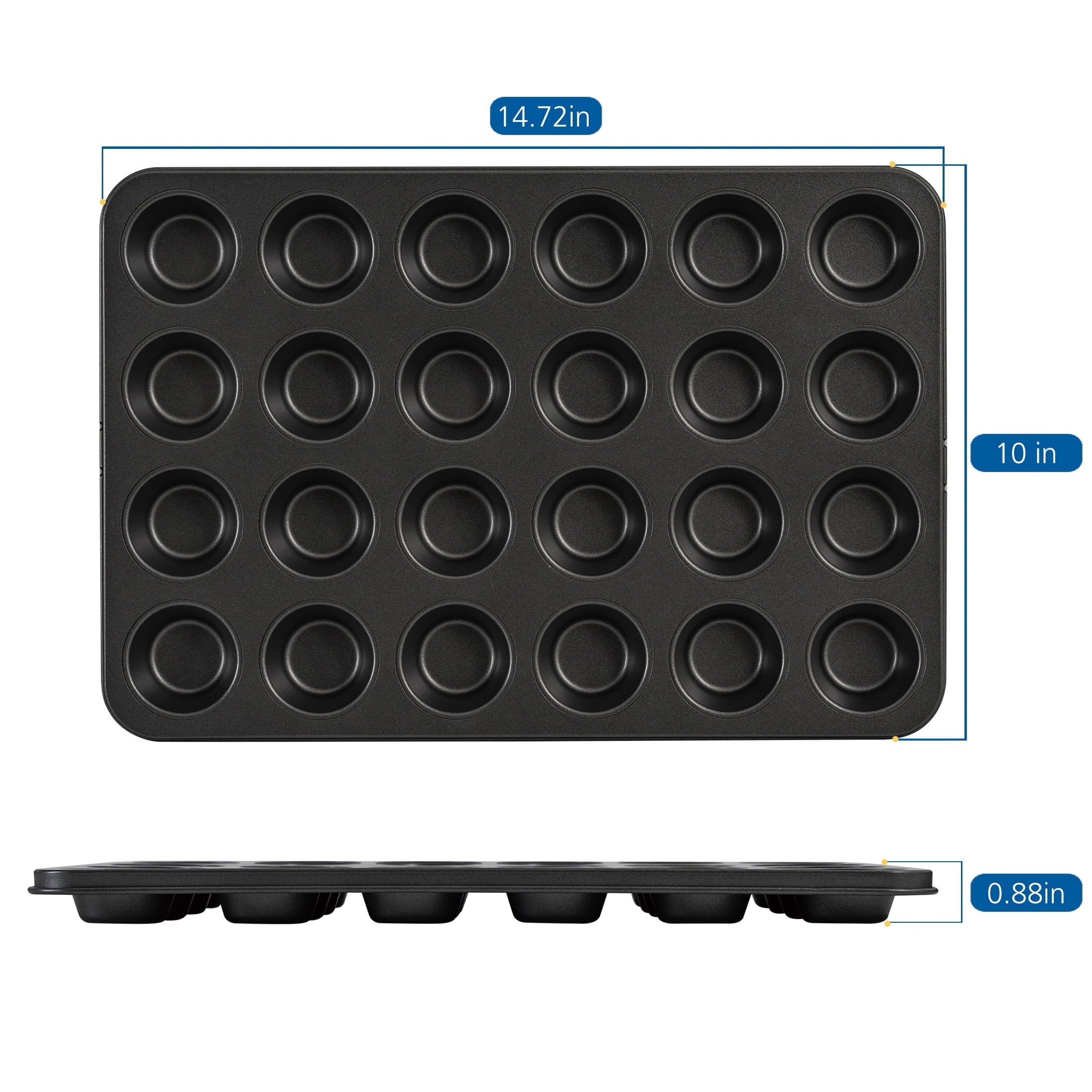 Time-Saving 24 Cavity Mini Muffin Pan, Non-Stick Bakeware,1.8 inch Diameter Cups,Gray,Carbon Steel - Multi-Functional Manual Food Chopper & Slicer Detail