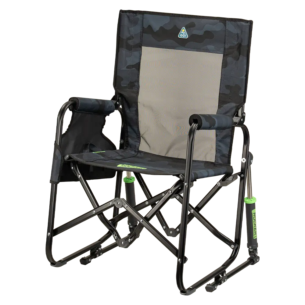 Luxury Camp Stowaway Rocker - Choice 794 - Heavy-Duty Kickback Rocker with Beverage Holder Detail