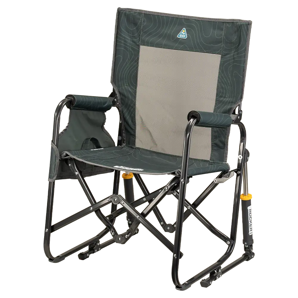 Luxury Camp Stowaway Rocker - Choice 794 - Heavy-Duty Kickback Rocker with Beverage Holder Detail