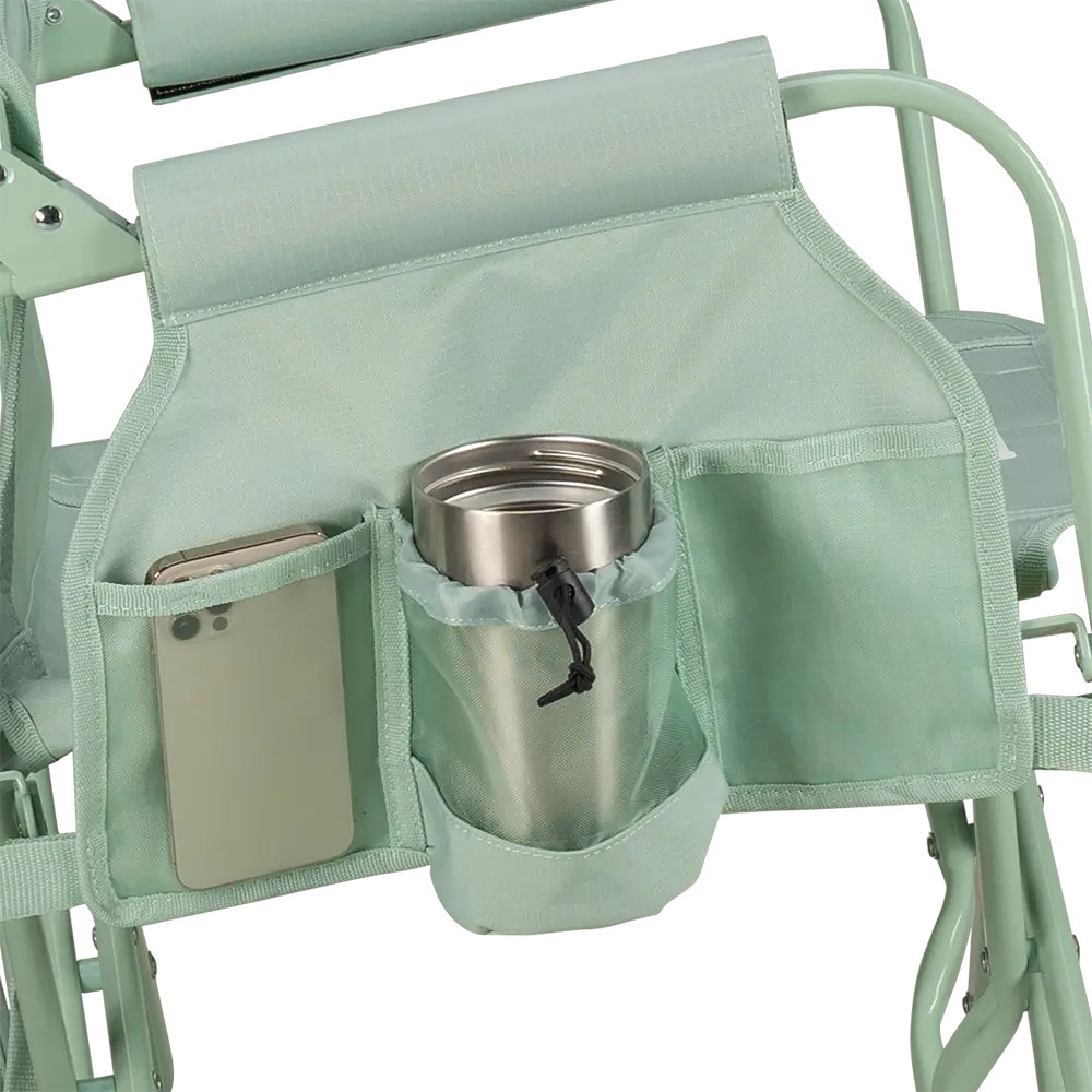 Luxury Camp Stowaway Rocker - Choice 794 - Heavy-Duty Kickback Rocker with Beverage Holder Detail