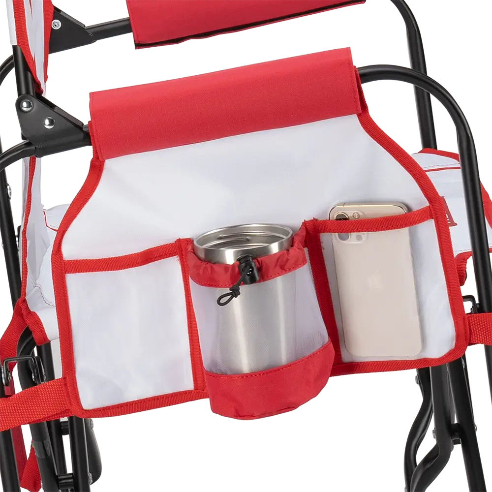 Luxury Camp Stowaway Rocker - Choice 794 - Heavy-Duty Kickback Rocker with Beverage Holder Detail