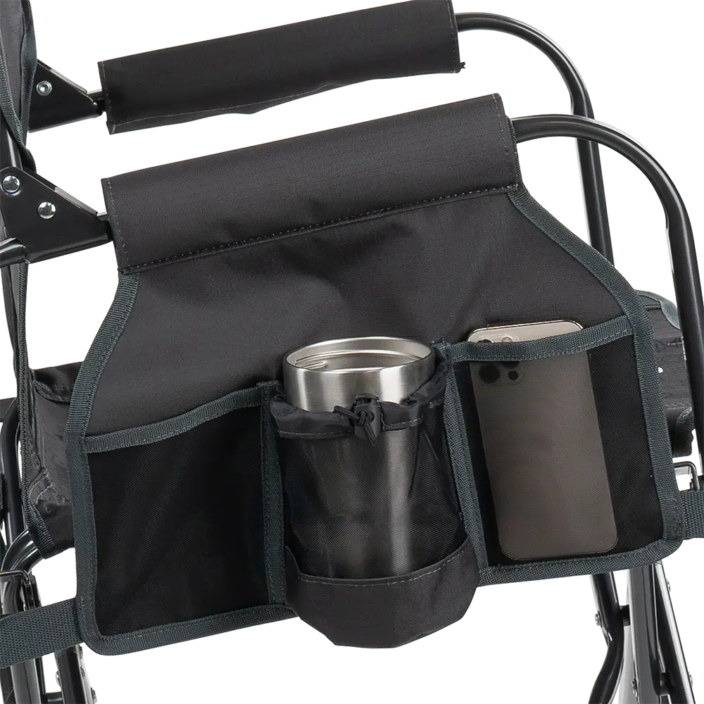 Luxury Camp Stowaway Rocker - Choice 794 - Heavy-Duty Kickback Rocker with Beverage Holder Detail