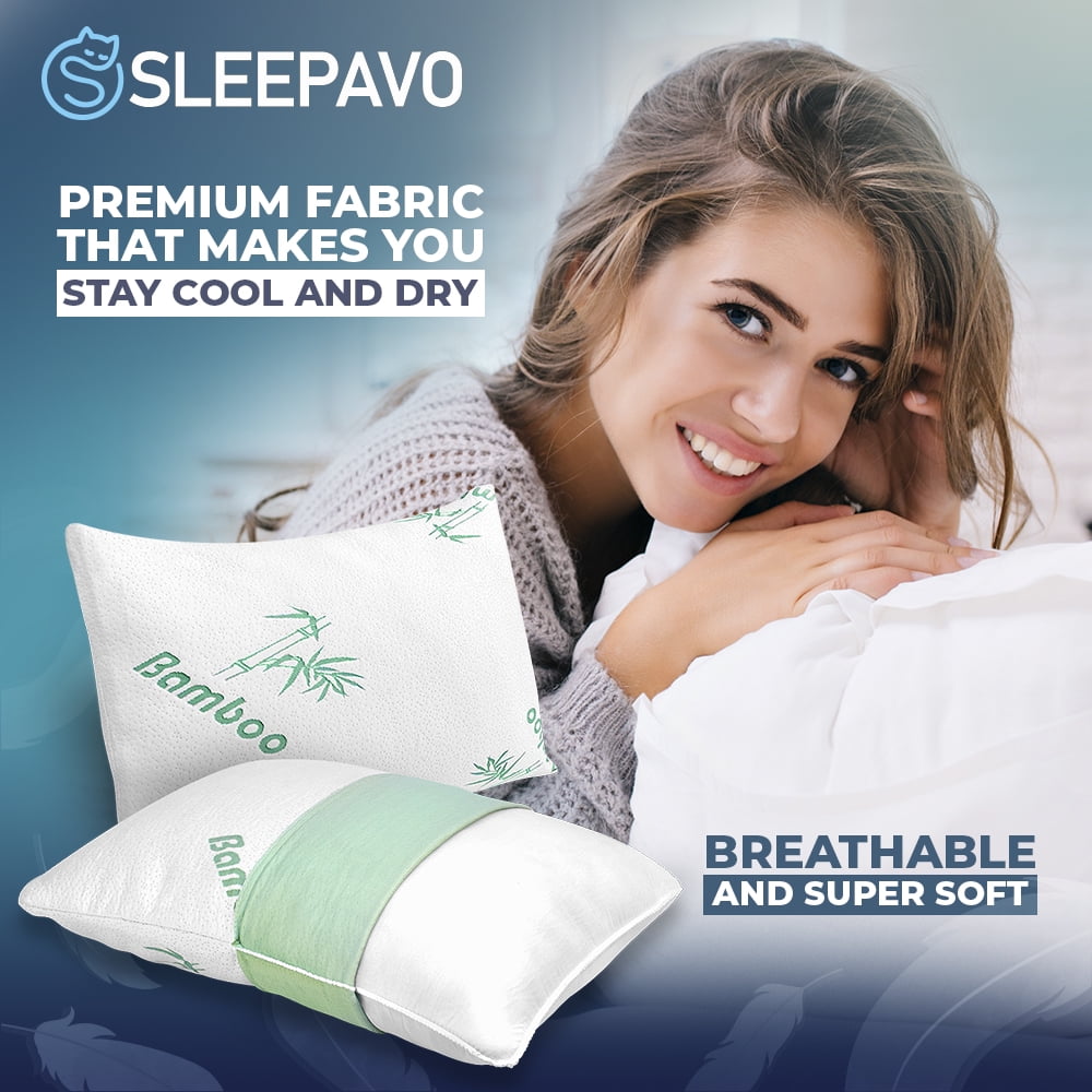 Orthopedic Support Memory Foam Pillows Queen Size Set of 2 - Cooling Bed Pillows for Sleeping - Back, Stomach, Side Sleeper Soft, Comfy ... - Decorative Throw Pillow Cushion for Sofa & Bed Detail