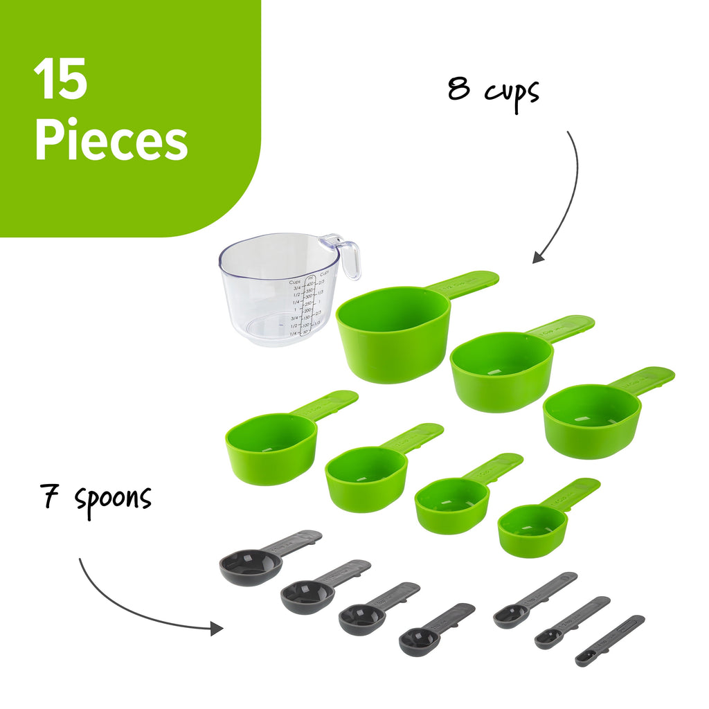 Premium Kitchen 15 Piece Magnetic Measuring Set - Premium Stainless Steel Garlic Presser & Peeler Detail