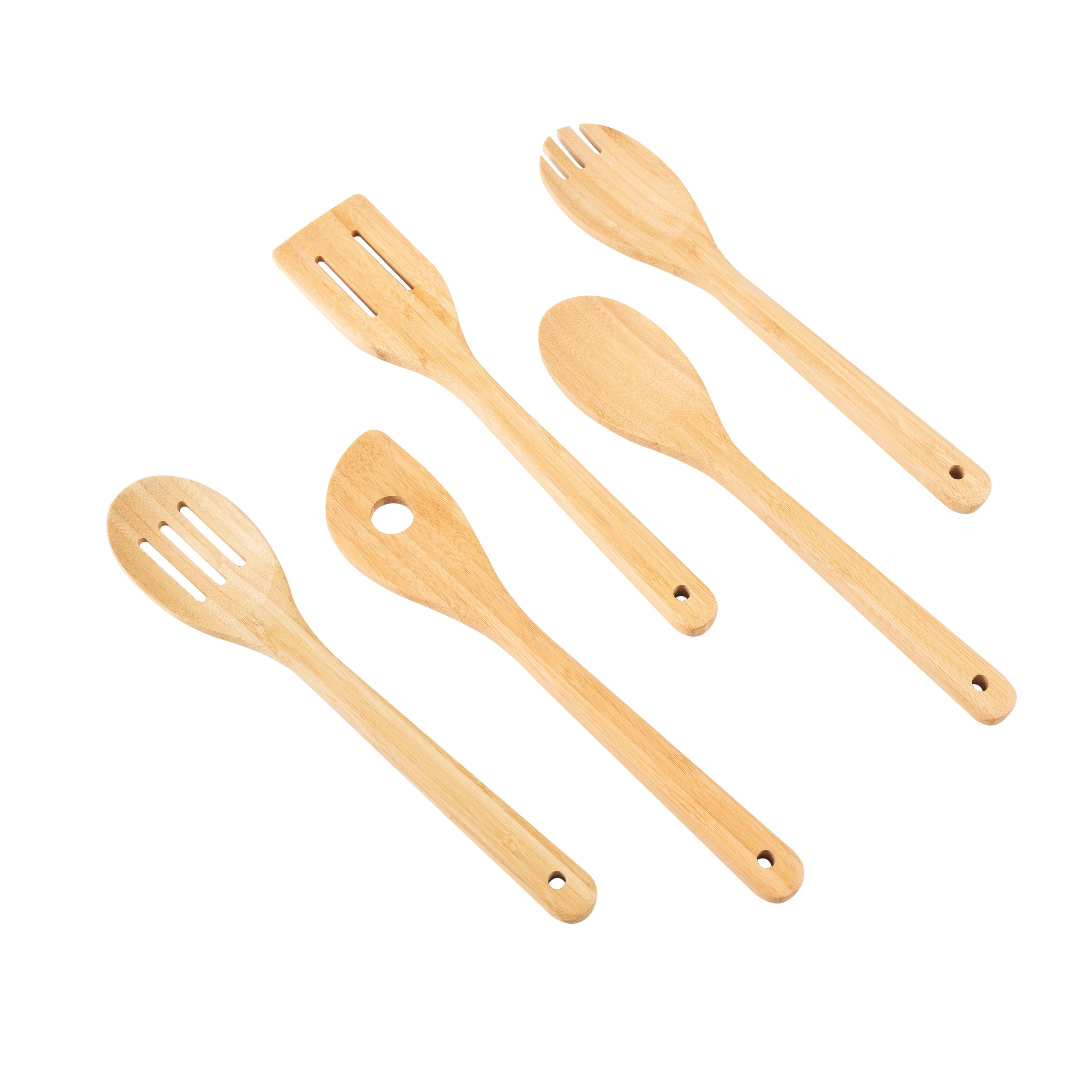 Durable Steel 5pk Bamboo Spoons for Cooking, Kitchen Essential Tools Set - Professional Kitchen Tool for Culinary Enthusiasts Detail