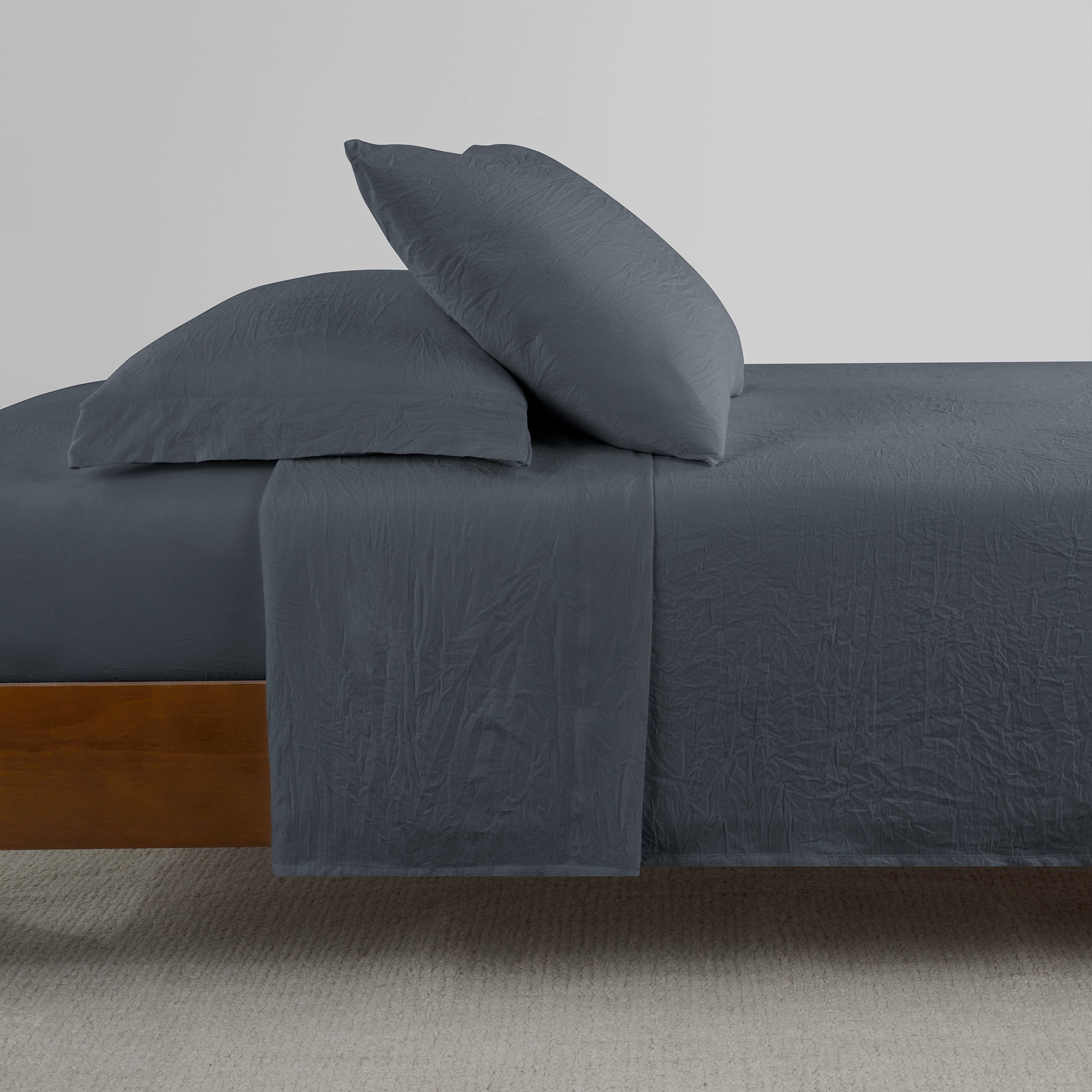 Breathable Luxury Microfiber Bed Sheet Set, Grey Stone, Full, 4 Pieces - Premium Ultra-Soft Pillowcase Pair for Sleeping Detail