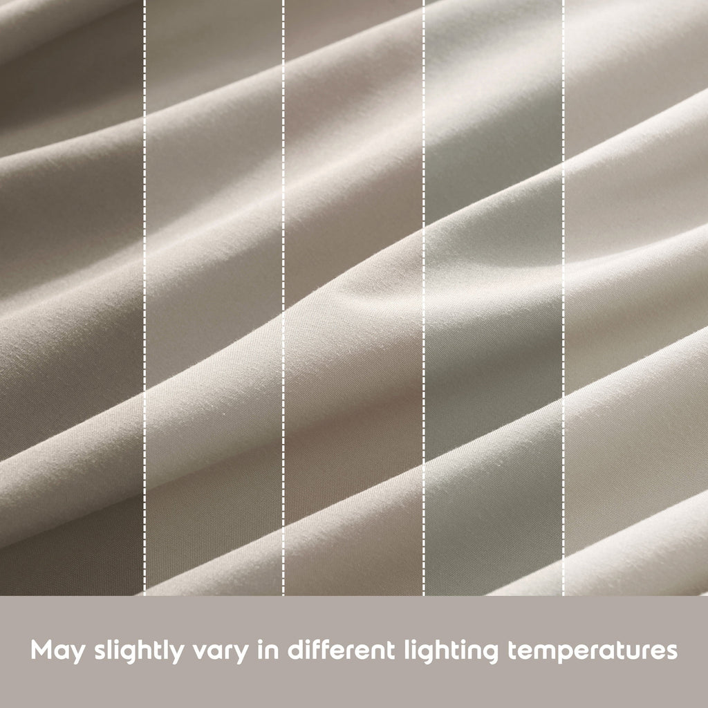 Cooling Sateen King Sheet Sets, 1800 Series Deep Pocket 4 Piece, Luxury Soft Microfiber Bed Sheet Sets, BEIGE CREAM - Premium Ultra-Soft Pillowcase Pair for Sleeping Detail