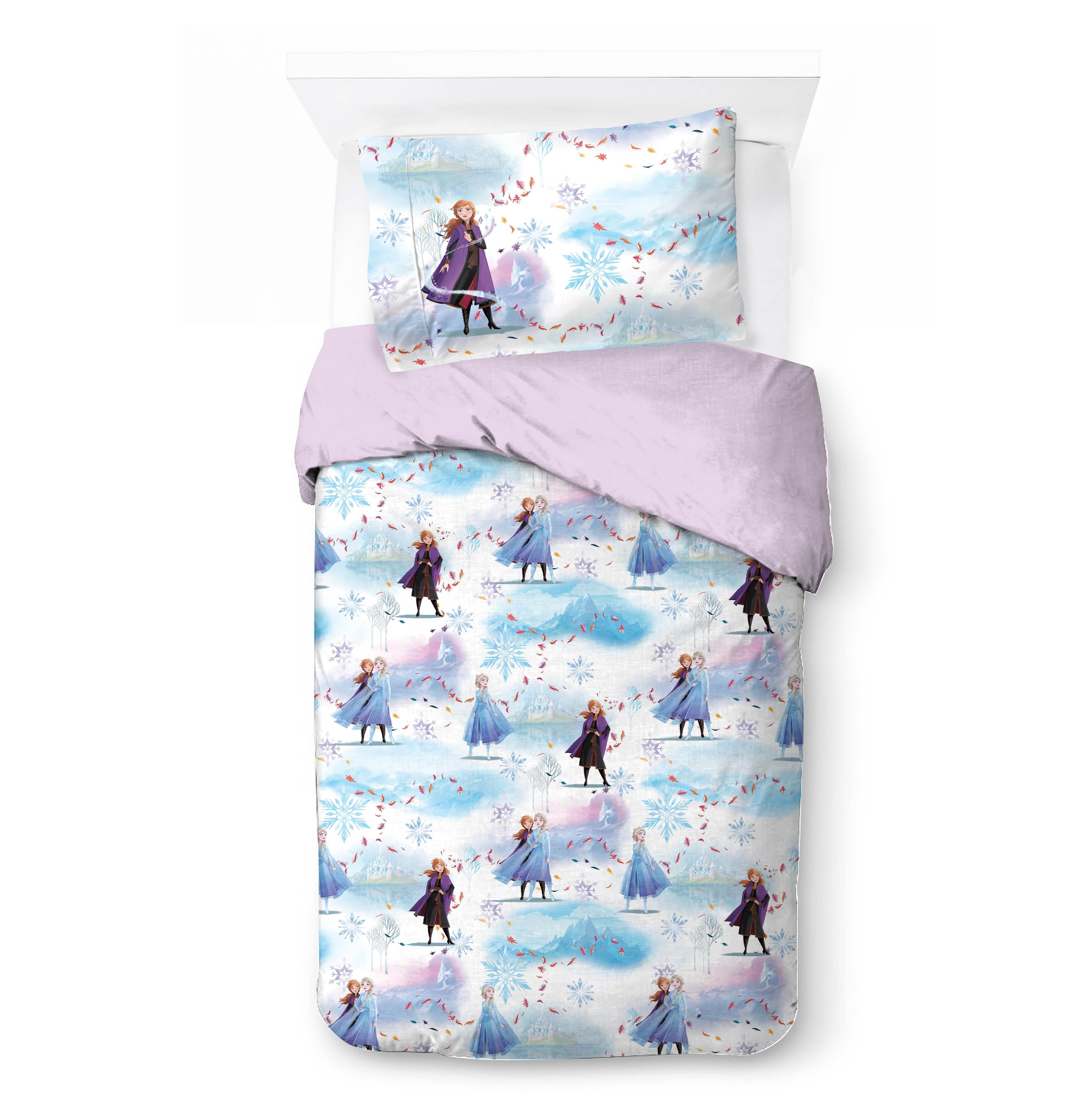 All-Season Frozen Winter Frost Adventures 2-Piece Twin/Full Reversible Comforter Set, Polyester Microfiber, Blue & Purple - Hypoallergenic Ultra-Fluffy Quilt for Winter Detail