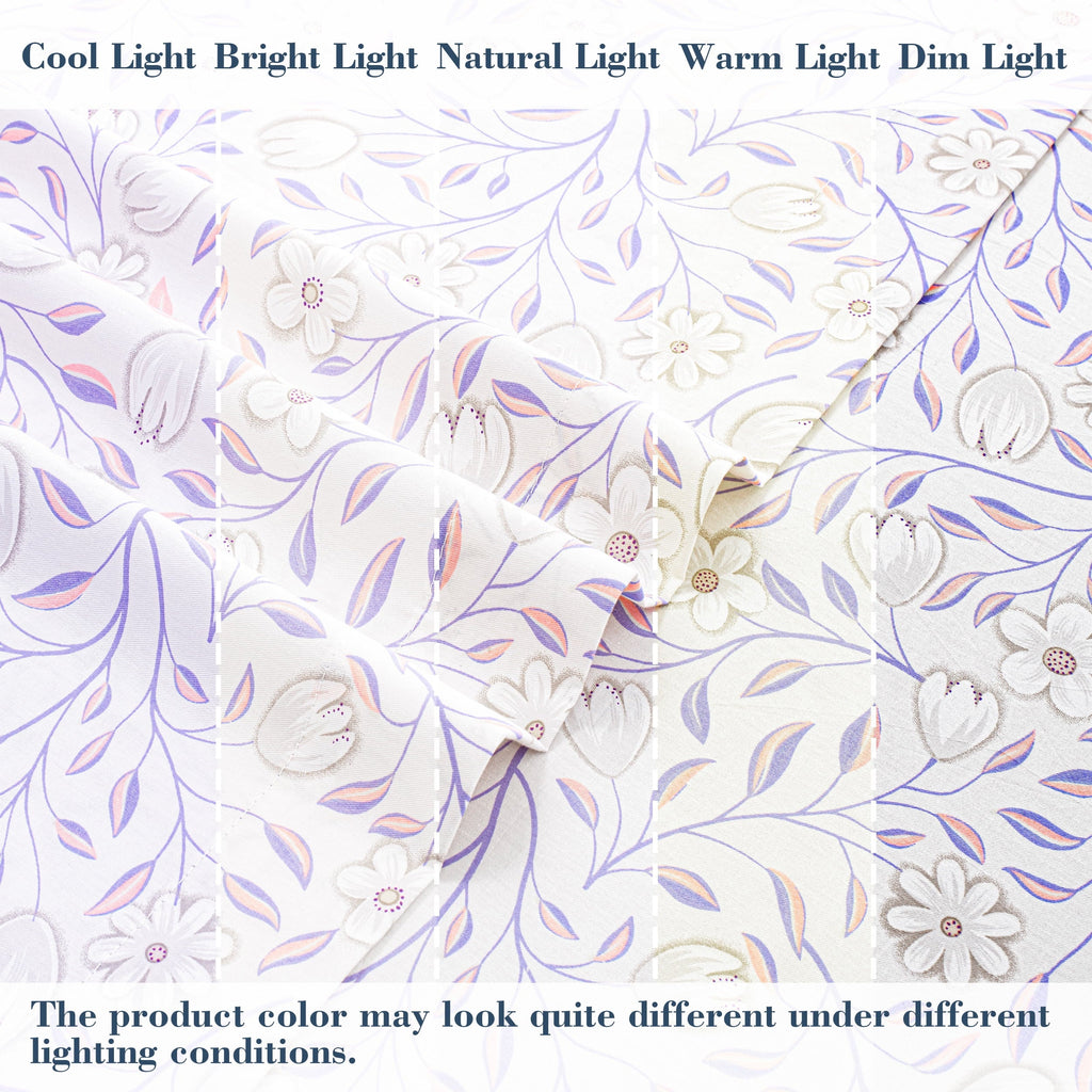 Ultra-Soft 100% Cotton Full Size Sheets,4 Piece Pure Percale Bed Sheets Set Deep Pocket Fits Mattress Upto 15",floral vine pattern - Breathable Egyptian Cotton Flat & Fitted Sheets Detail