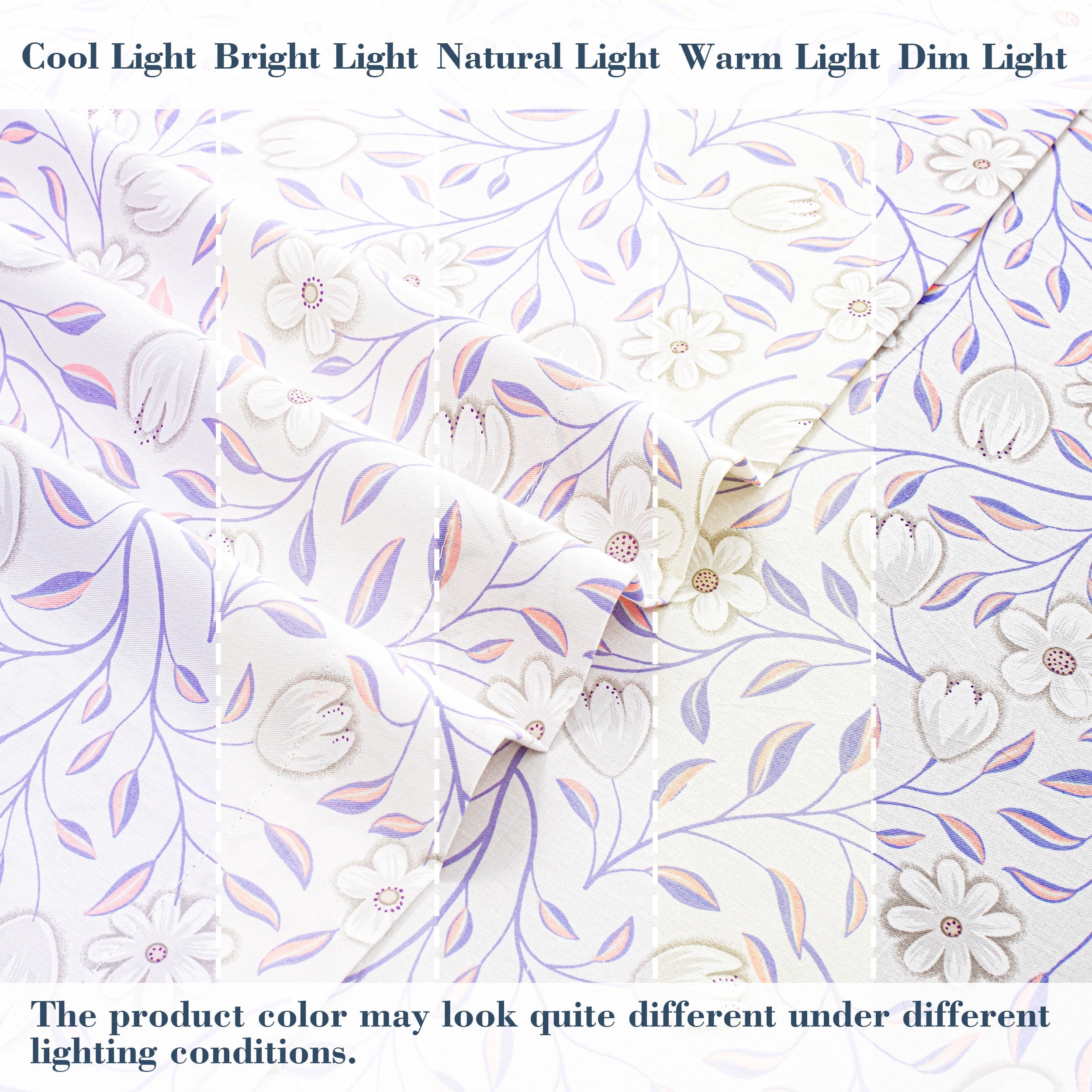Ultra-Soft 100% Cotton Full Size Sheets,4 Piece Pure Percale Bed Sheets Set Deep Pocket Fits Mattress Upto 15",floral vine pattern - Breathable Egyptian Cotton Flat & Fitted Sheets Detail