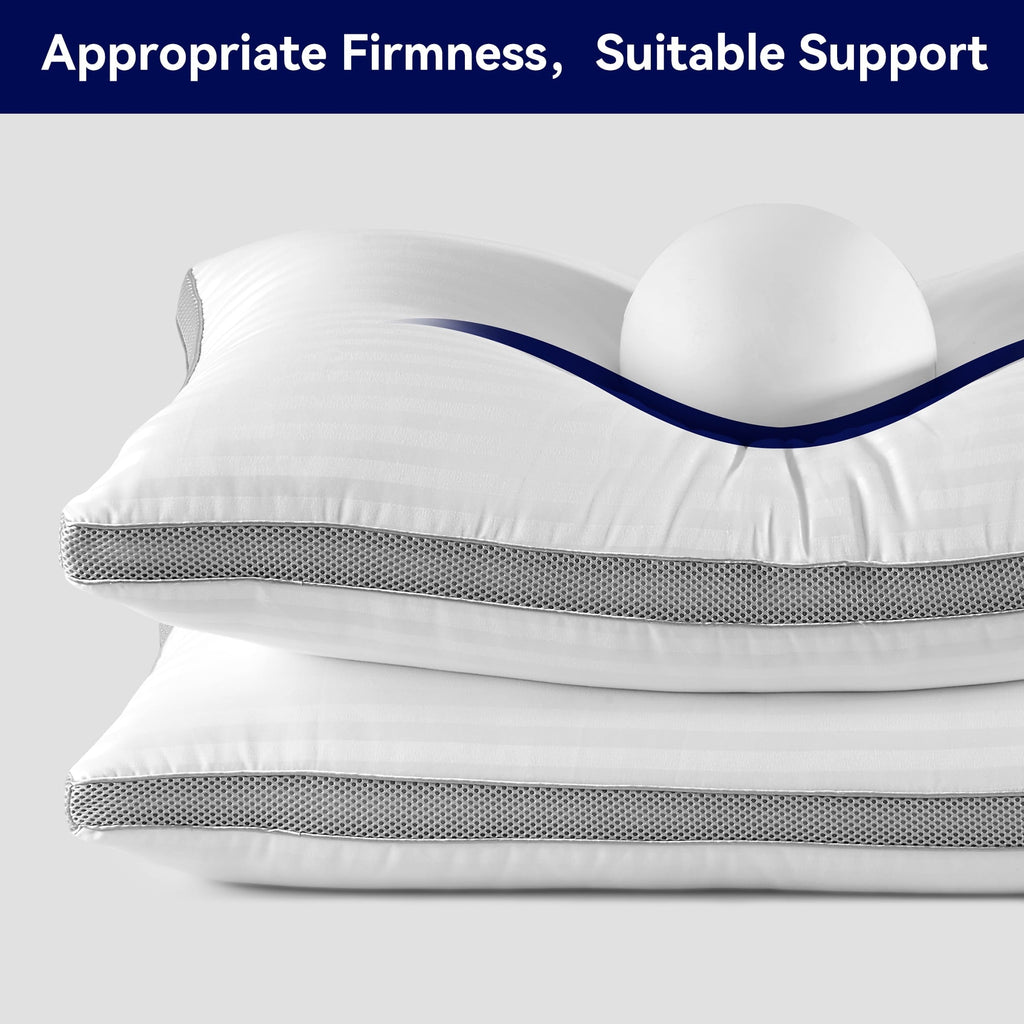 Fluffy Shredded Bed Pillows for Sleeping, Queen Size Set of 2, Sandwich Mesh with Breathable Sides, Premium Medium pillows for Back, ... - Hotel Quality Plush Sleeping Pillows Detail