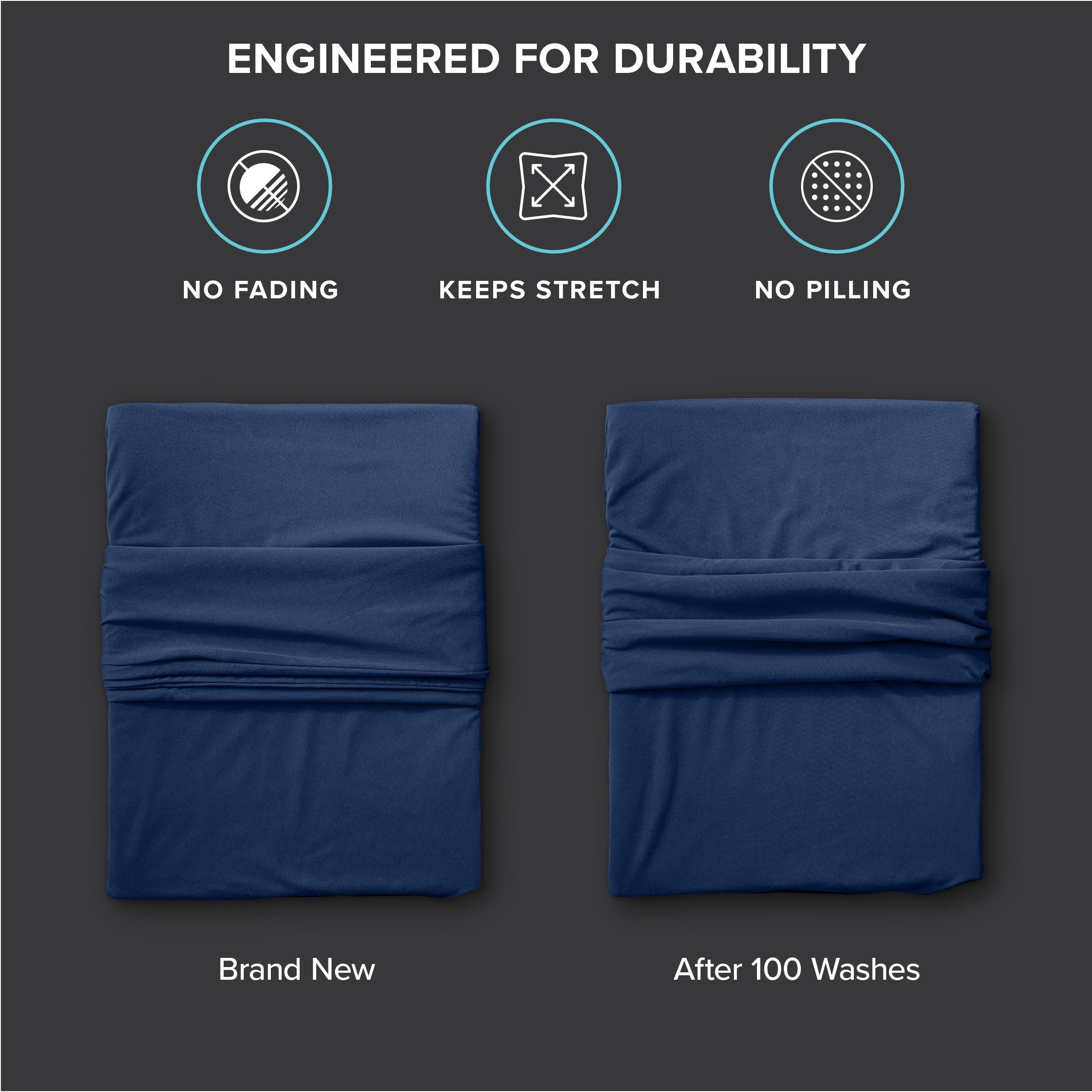 Premium Egyptian Cotton Cooling Performance Jersey Knit Stretch Sheet Set, Moisture-Wicking & Breathable, 4-Way Stretch Bed Sheets, Envelope ... - Breathable Egyptian Cotton Flat & Fitted Sheets Detail