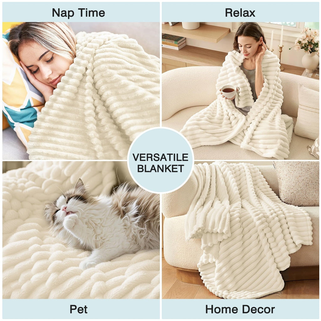 Cozy Fleece Extra Soft with Strip, Plush Fuzzy Cozy Bed s and s for Couch,Bed,Sofa,Lightweight and Versatile s for Office Bedroom... - Cozy Fleece Throw Blanket for Couch & Bed Detail