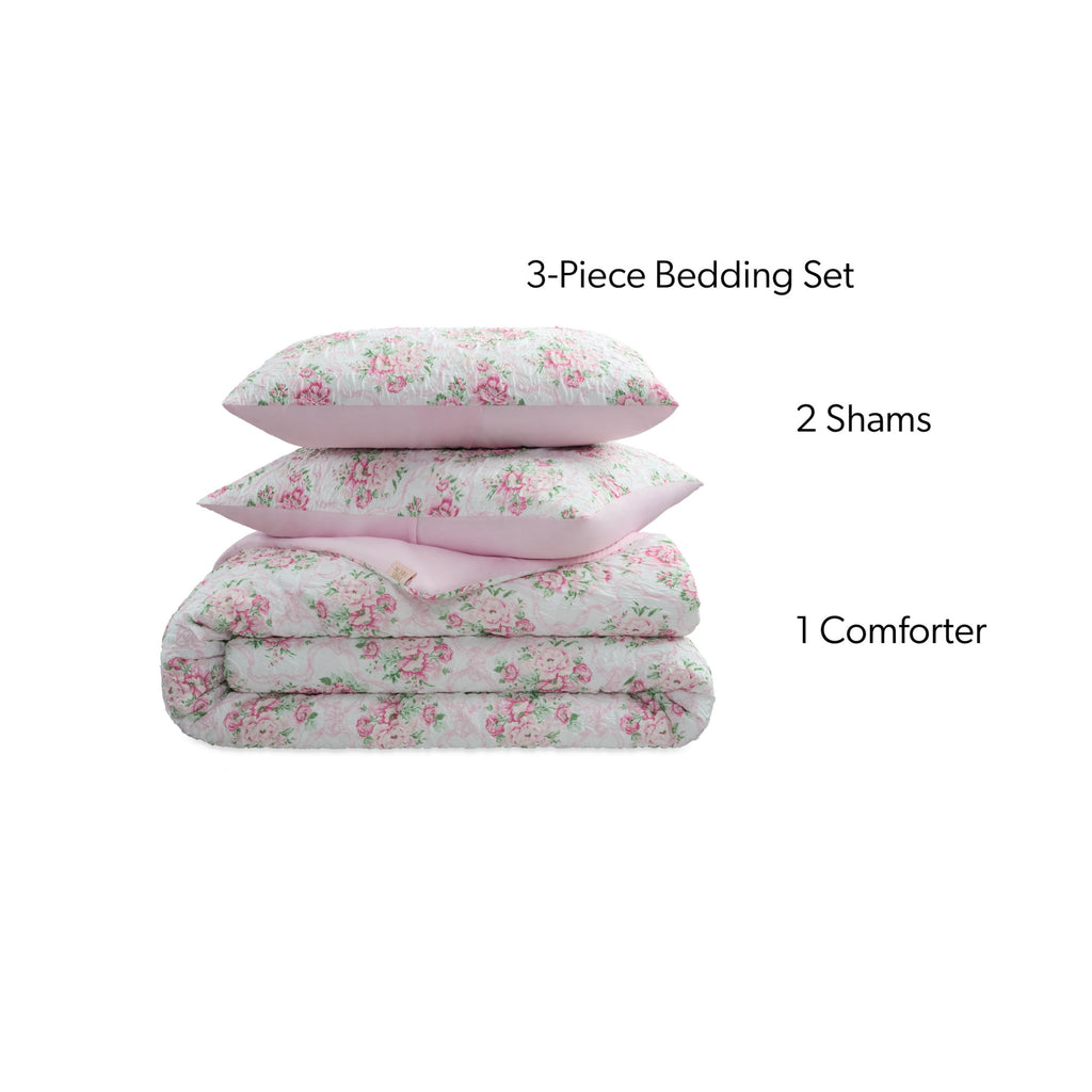 Heavyweight Warmth 2-Piece Coquette Floral Pink Comforter Set, Twin/Twin XL - All-Season Down Alternative Comforter Insert - Default Title