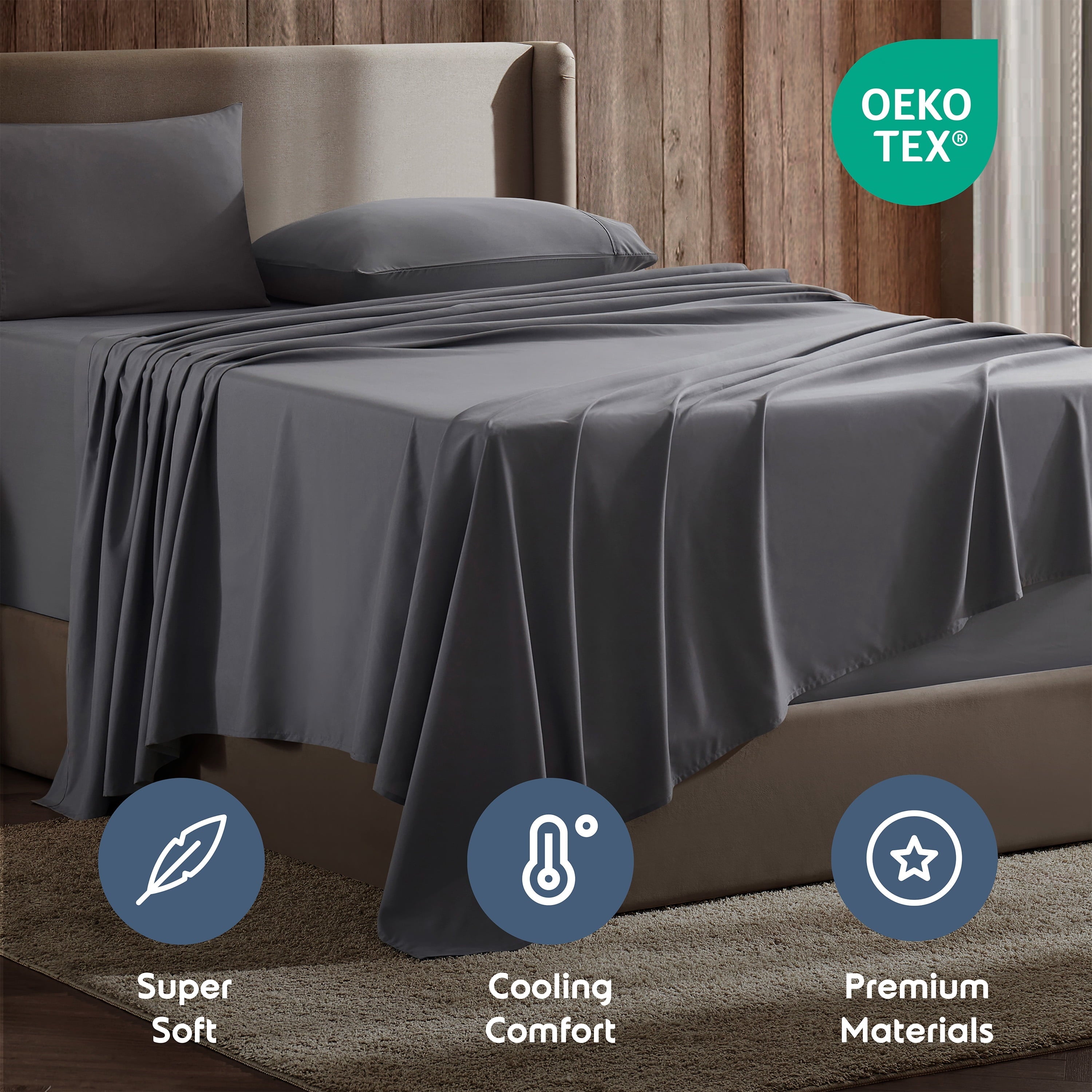 Premium Egyptian Cotton Queen Sheets Set, 1800 Series Extra Deep Pocket Sheets Queen Soft Microfiber Bed Sheets, 4 Piece Queen Sheet sets - Premium Ultra-Soft Pillowcase Pair for Sleeping Detail