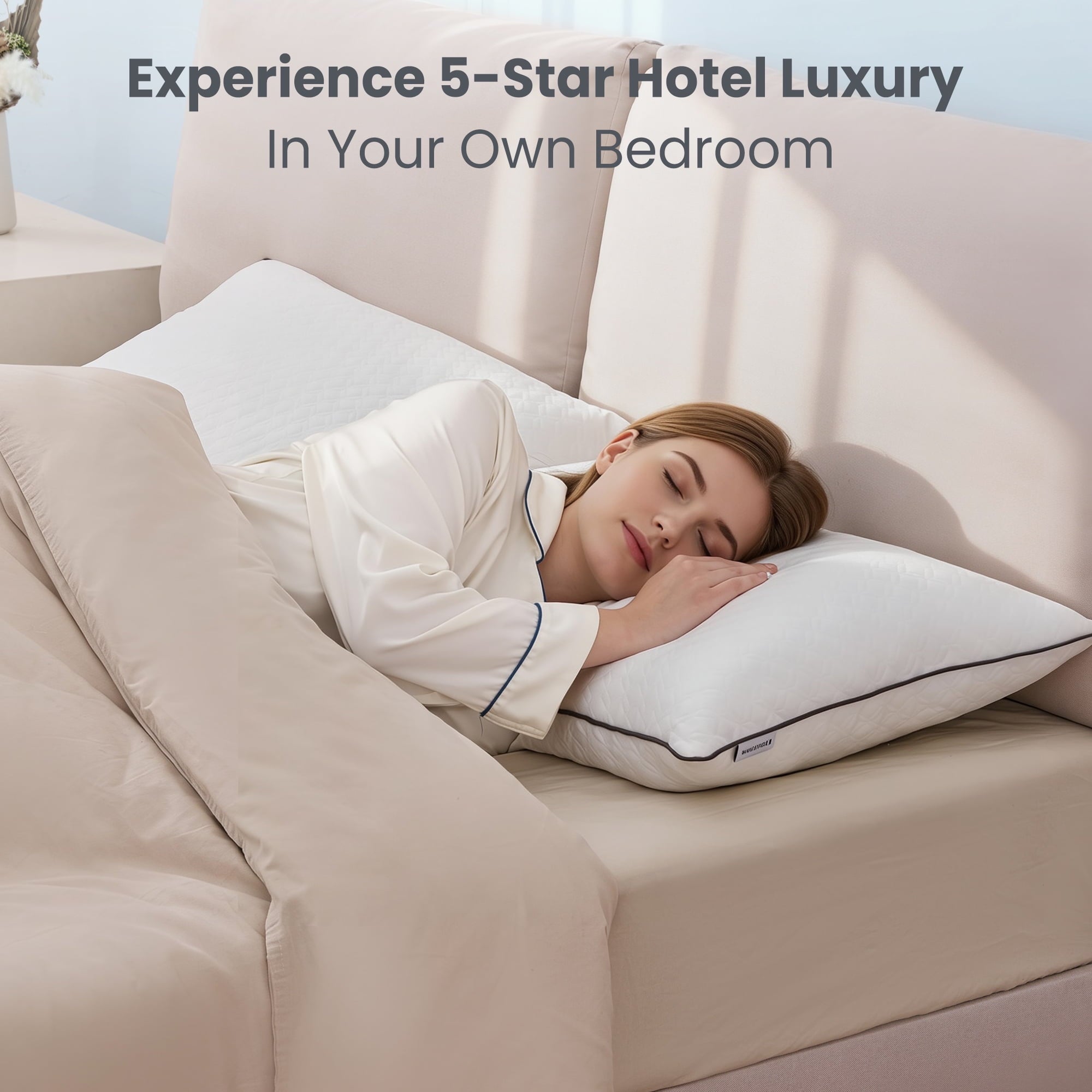Ergonomic Memory Foam Bed Pillows Hotel Collection Luxury Down Alternative Pillow for Beds 2 Pack, Medium Support for Side & Back Sleepers ... - Ergonomic Memory Foam Pillow for Neck Pain Support Detail