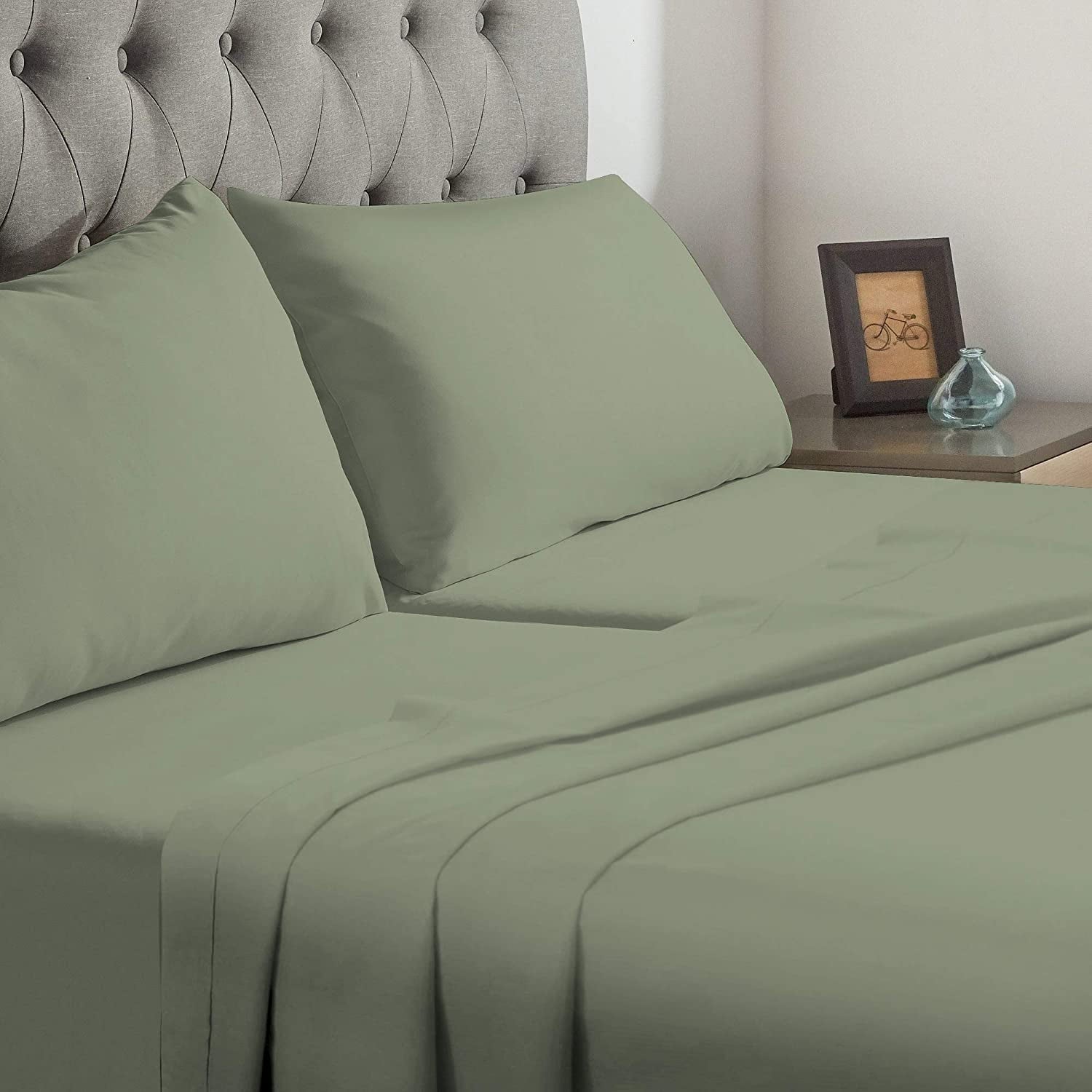 Wrinkle-Resistant Split-California King Bed Sheet Set (5-Pieces) Adjustable Bed Sheets - 800 Thread Count 100% Egyptian Cotton - 15" De... - Breathable Egyptian Cotton Flat & Fitted Sheets Detail
