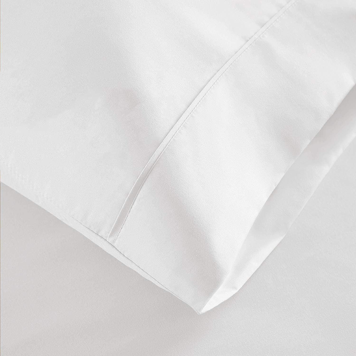 Cooling Sateen 100% Cotton Hospital Bedsheets Set - 1 Flat Sheet, 1 Fitted Sheet (10" Inch) Deep Pocket, 1 Pillowcase, Best & Comfor... - Luxury Bed Sheet Set with Deep Pockets Detail