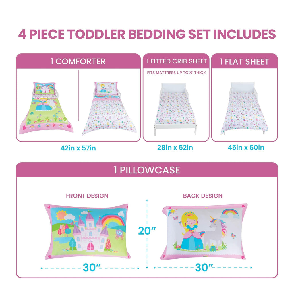 Fluffy Down Alternative Princess Toddler Bedding Set for Girls - 4-Piece Toddler Bed Comforter Sets for Girls, Reversible Comforter & Pillowc... - All-Season Down Alternative Comforter Insert Detail