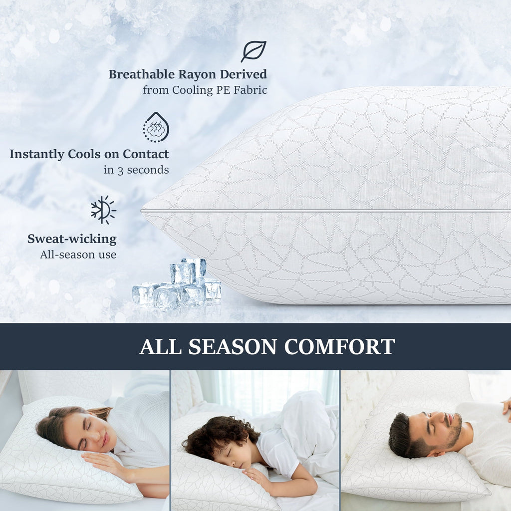 Ergonomic Memory Foam Queen Size Bed Pillows 1-Pack,2.2lb High Quality Down Alternative Filled,3D Breathable Cover,Hotel Collection Pillows... - Orthopedic Shredded Foam Bed Pillow Set Detail