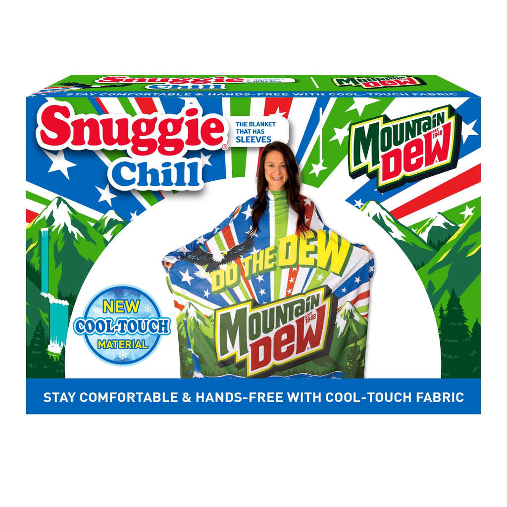 Cozy Fleece Chill Wearable Blanket with Sleeves in Cool Touch Fabric, Mountain Dew Red White & Dew Americana - Super Soft Reversible Sherpa Flannel Blanket Detail