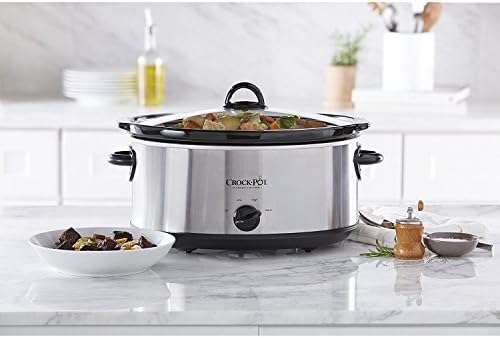 Large Capacity Crock-Pot 7 Quart Oval Manual Slow Cooker – Stainless Steel S29K - Programmable Slow Cooker with Oval Ceramic Pot Detail