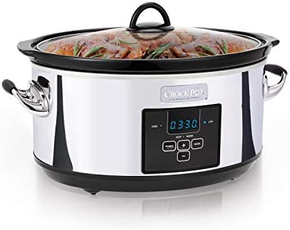 Programmable Crock-Pot 7 Quart Programmable Slow Cooker – Polished Platinum S23E - Large Capacity Electric Stew Pot & Slow Cooker Detail