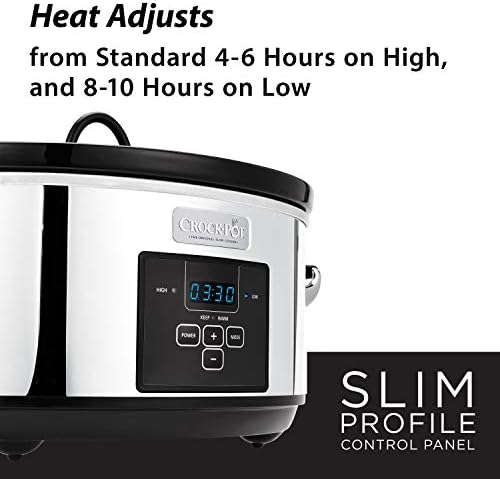 Programmable Crock-Pot 7 Quart Programmable Slow Cooker – Polished Platinum S23E - Large Capacity Electric Stew Pot & Slow Cooker Detail