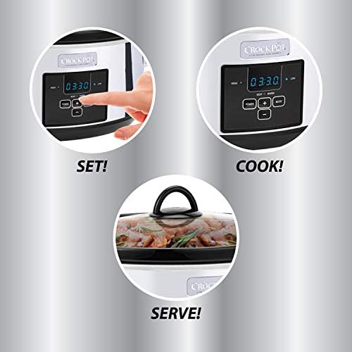 Programmable Crock-Pot 7 Quart Programmable Slow Cooker – Polished Platinum S23E - Large Capacity Electric Stew Pot & Slow Cooker Detail