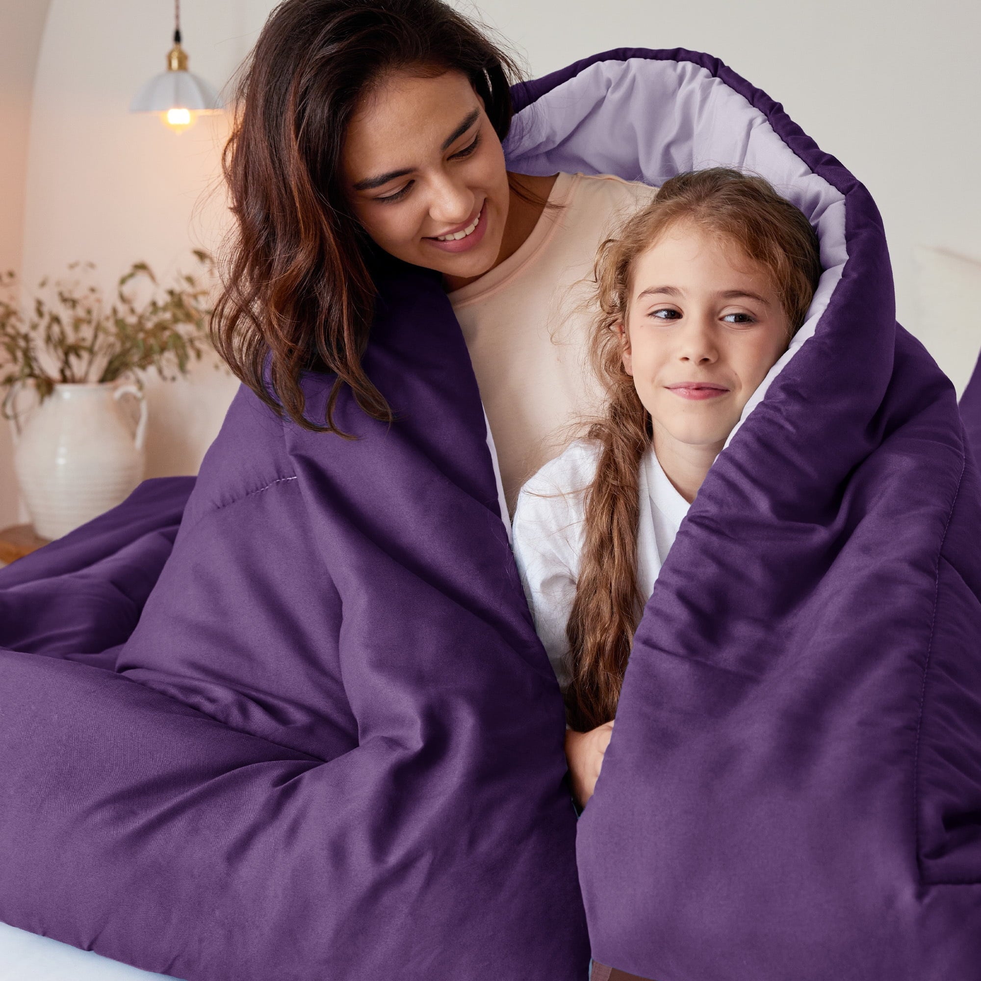 Fluffy Down Alternative Lightweight Reversible 3-Piece Comforter Set All Seasons, Down Alternative Comforter with 2 Pillow Shams, Queen Size,... - Cloud-Like Soft Lightweight Bed Comforter Detail